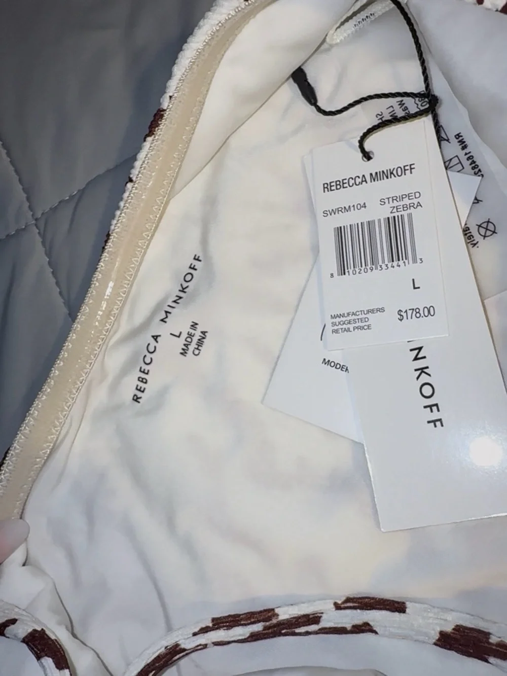 Rebecca Minkoff woman  size large  & White Zebra-Print One-Piece Swimsuit - Picture 8 of 9